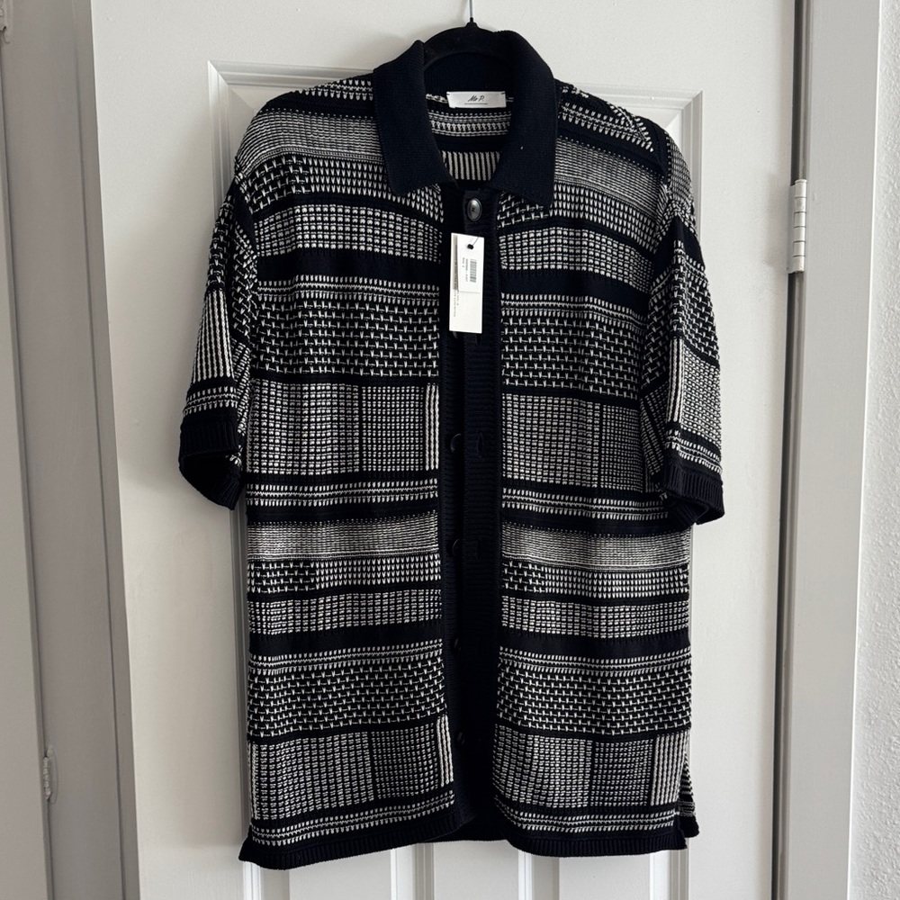 Men's Black and White Checkered Shirt Jacket